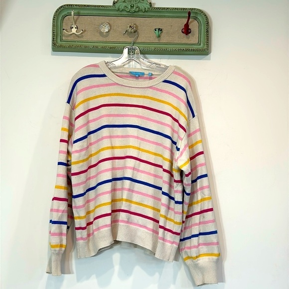 Draper James Stripe Crew Neck cotton wool cashmere Sweater Women's Sweater xxl - Picture 1 of 11